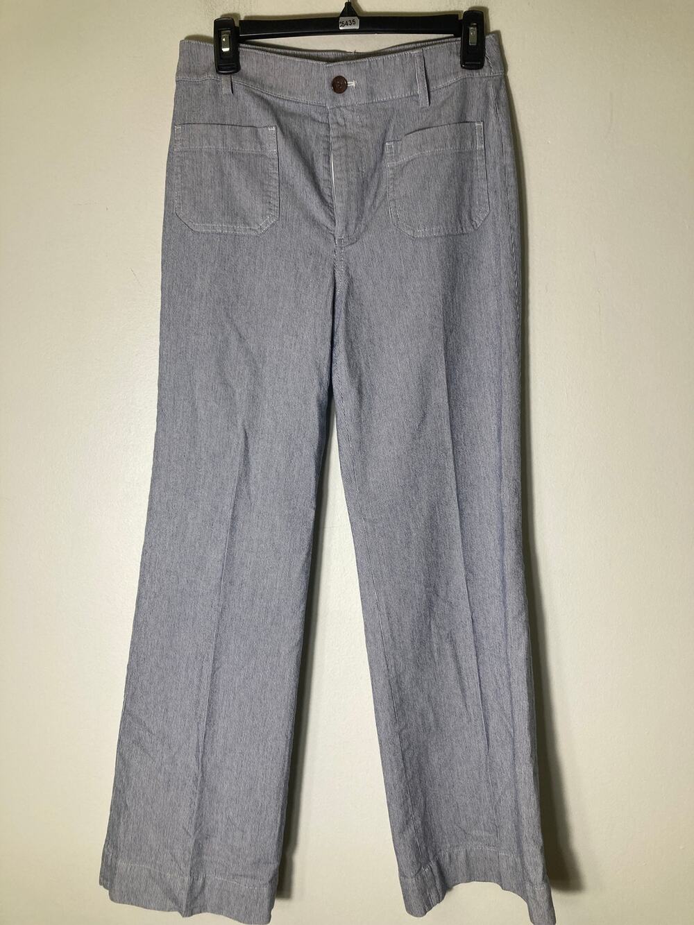J. Crew Light Blue (Navy and White Print) Flat Front Straight Leg Pants Sz 27
